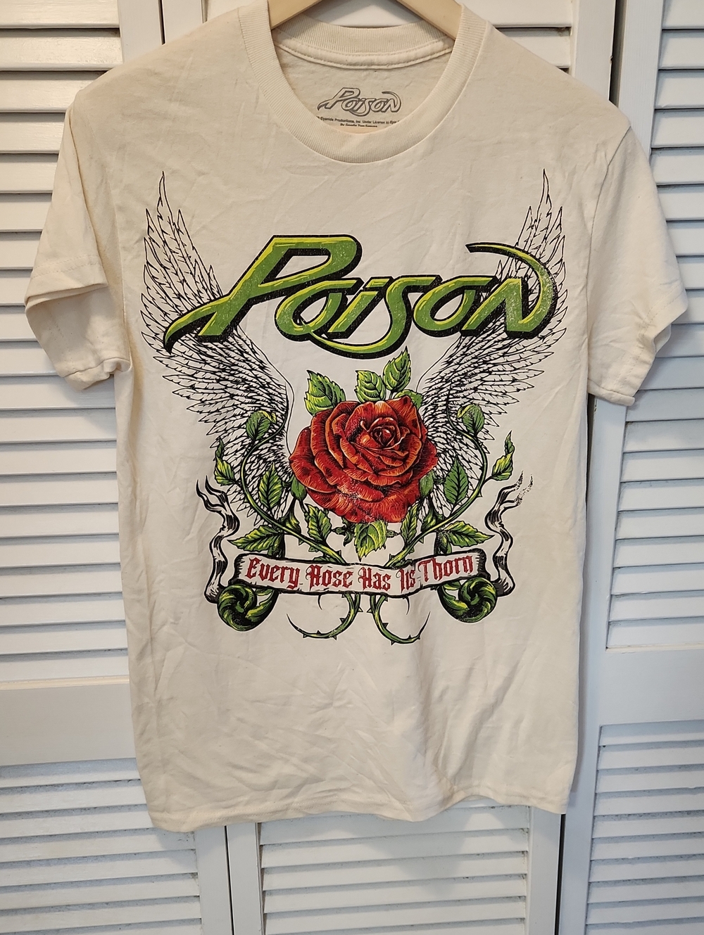 Poison Every Rose Has Its Thorn Graphic Tee - White